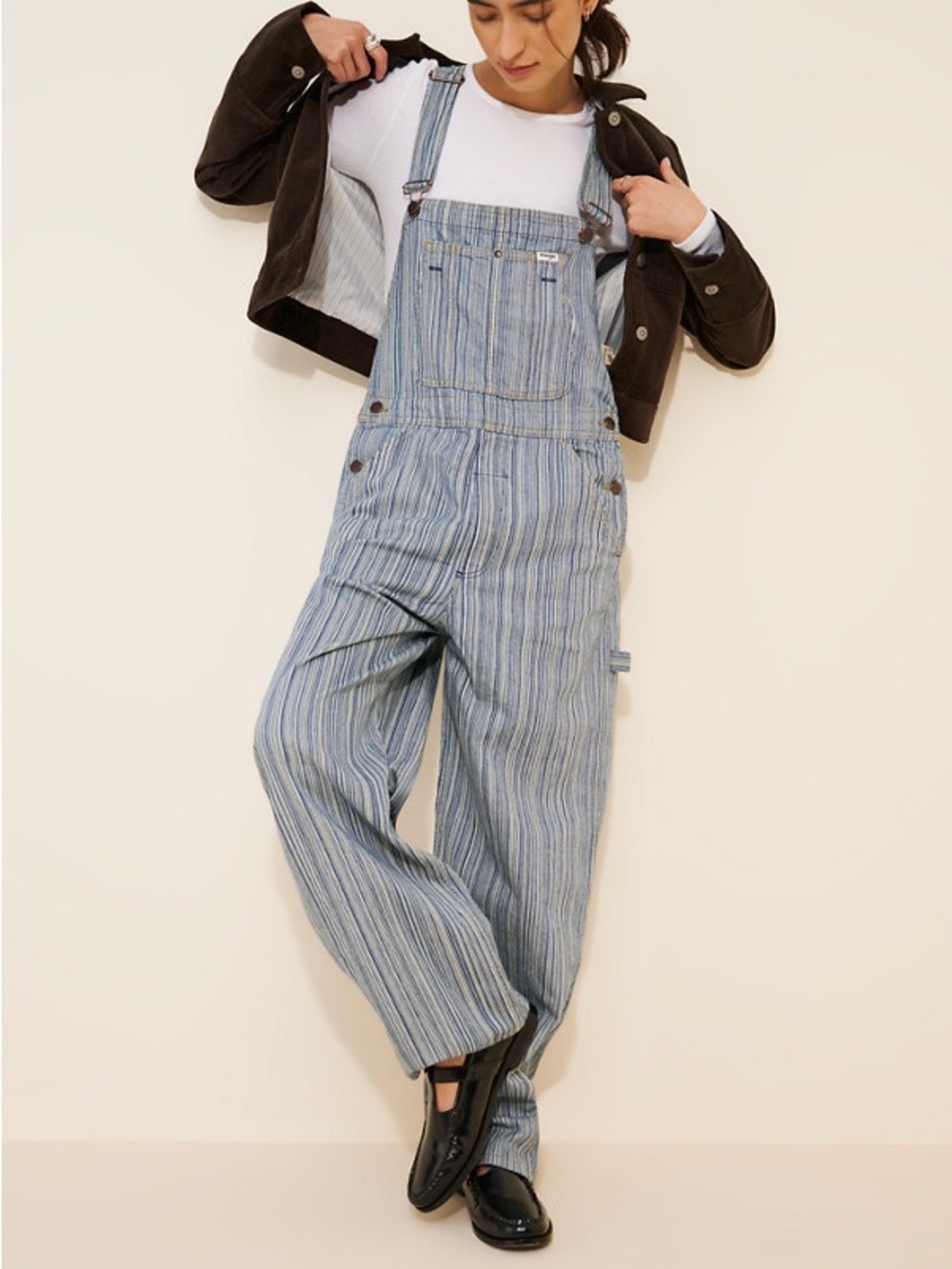 Wrangler striped denim overalls S